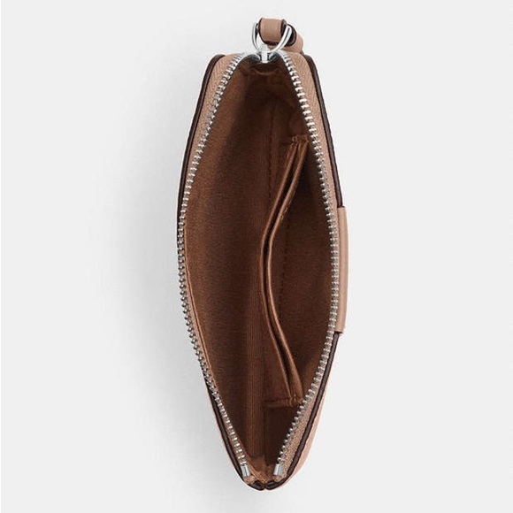 New COACH Corner Zip Wristlet In Signature Canvas With Stripe - Picture 3 of 7